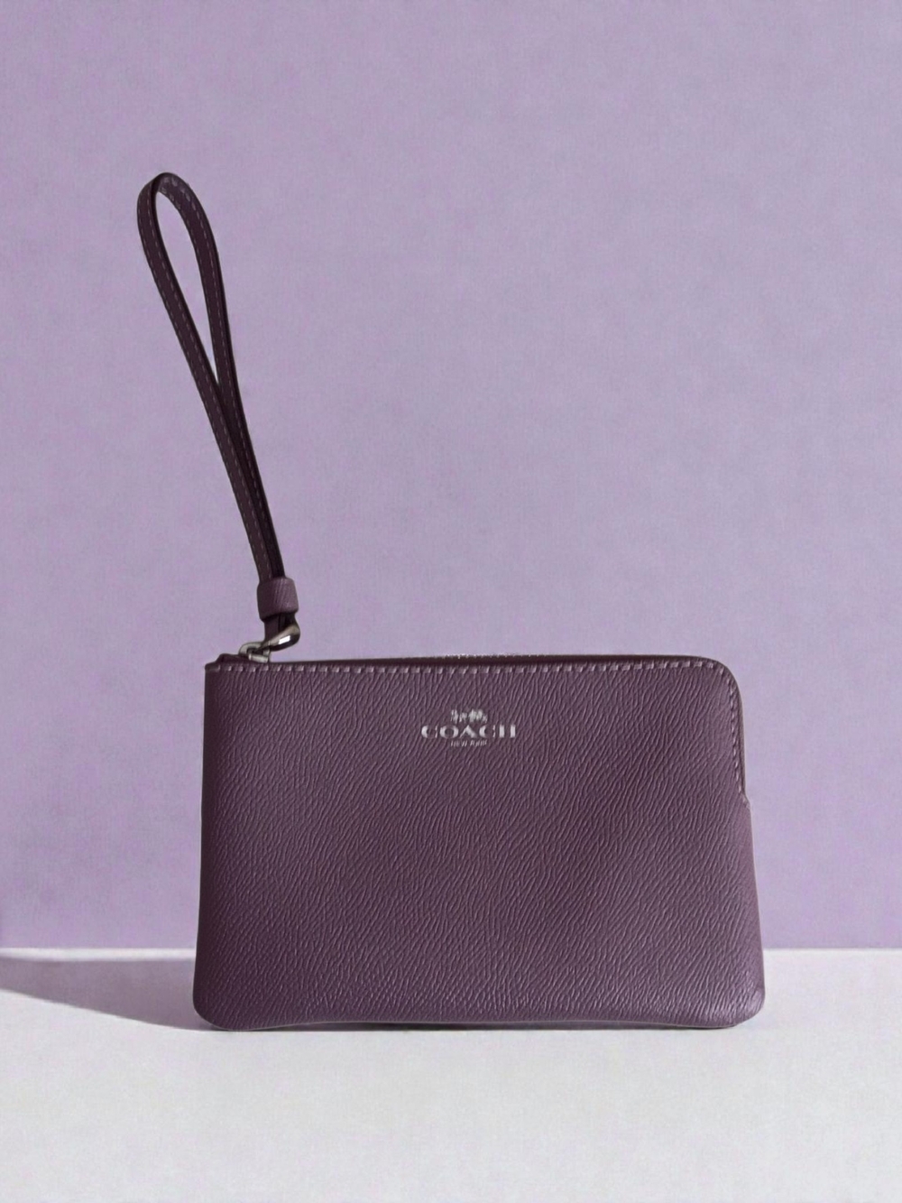 Coach Plum Leather Wristlet Pouch
